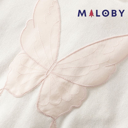 Cardigan à volants beige pour fille, idéal pour les vêtements enfants au Maroc.