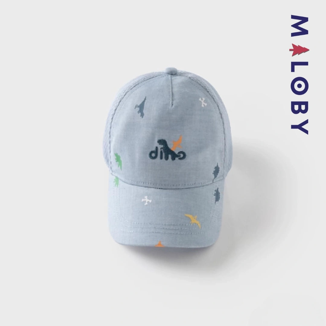 Casquette broderie fantaisie bleu pour enfants garçons, mode estivale.