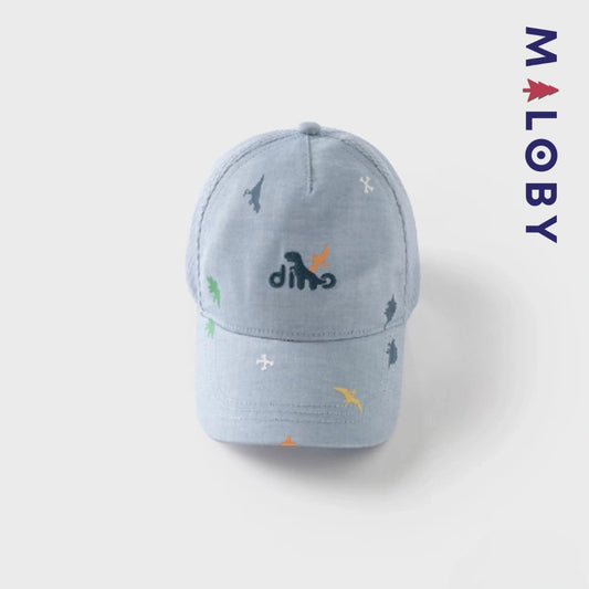 Casquette broderie fantaisie bleu pour enfants garçons, mode estivale.