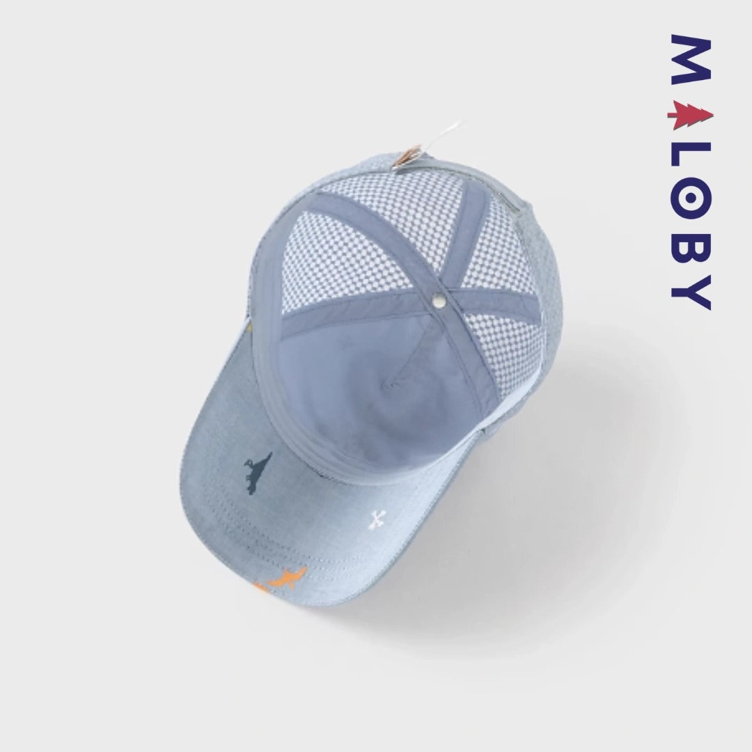 Casquette broderie fantaisie bleu pour enfants garçons, mode estivale.