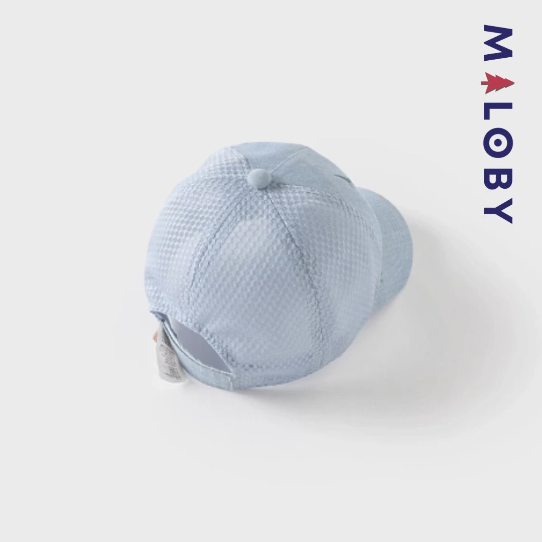 Casquette broderie fantaisie bleu pour enfants garçons, mode estivale.