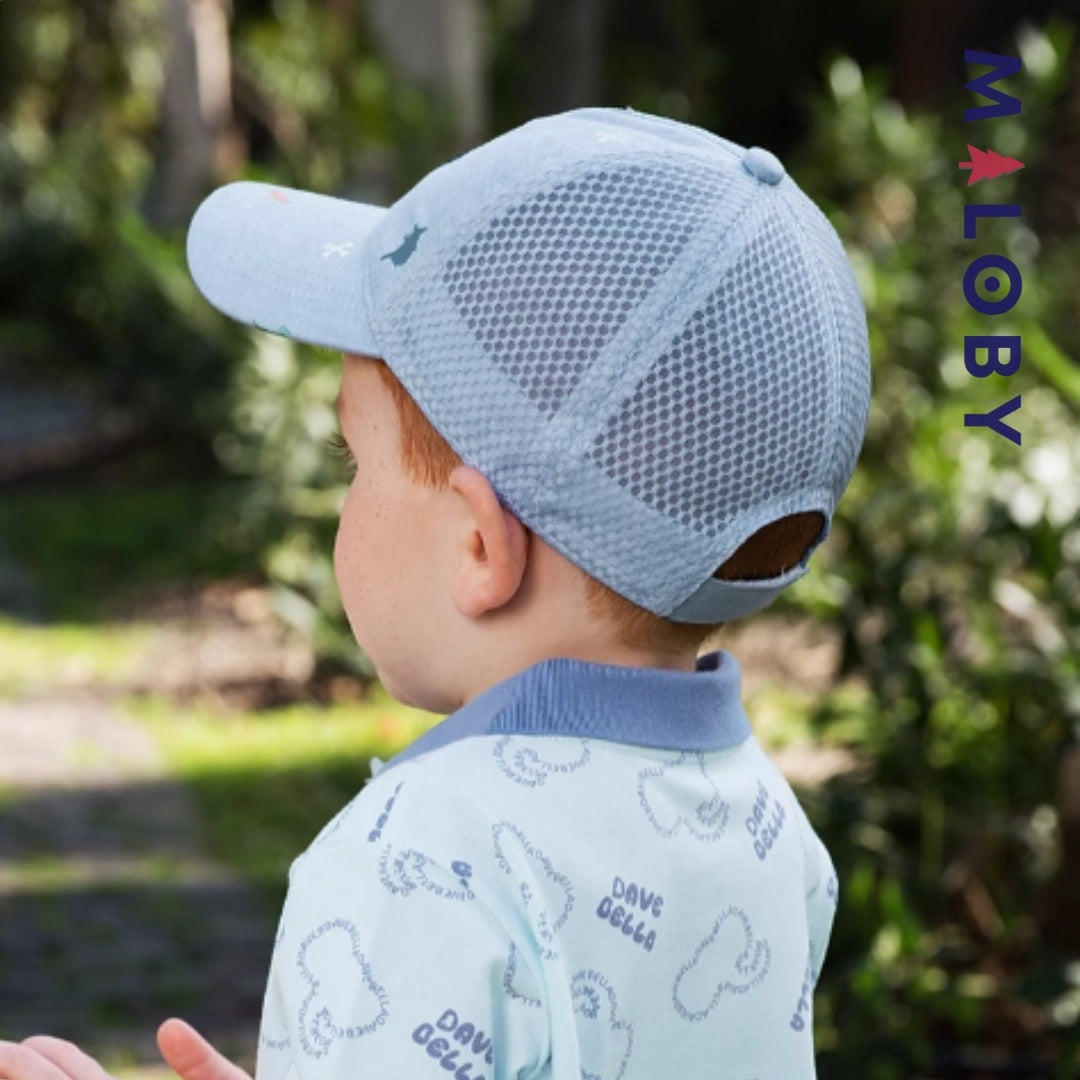 Casquette broderie fantaisie bleu pour enfants garçons, mode estivale.