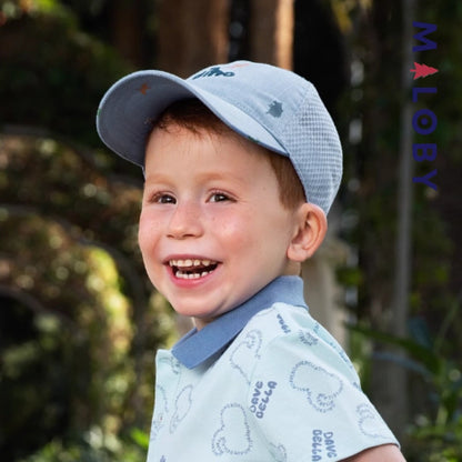 Casquette broderie fantaisie bleu pour enfants garçons, mode estivale.