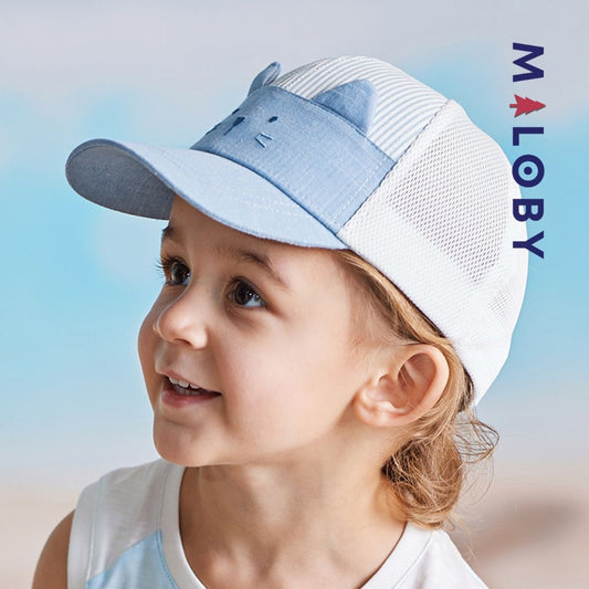 Casquette rayée bleue pour garçon, parfaite pour les vêtements enfants et les anniversaires.
