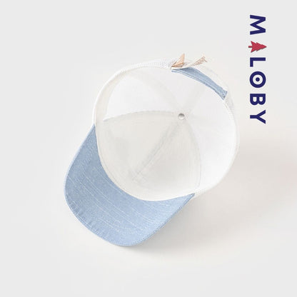 Casquette rayée bleue pour garçon, parfaite pour les vêtements enfants et les anniversaires.
