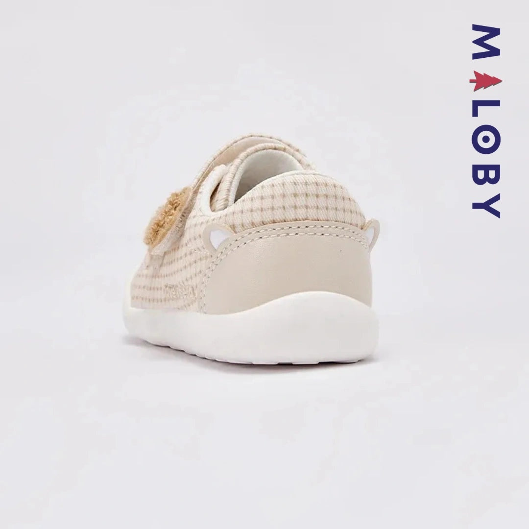 Chaussons souple scratchés bébé Garçon en kaki, confortables et tendance