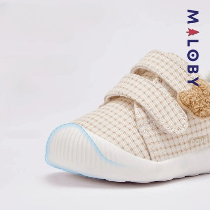 Chaussons souple scratchés bébé Garçon en kaki, confortables et tendance