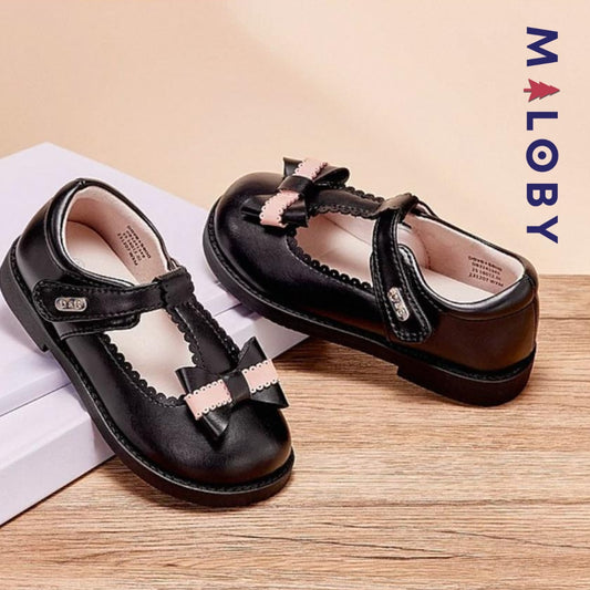 Chaussures noires à nœud pour filles, parfaites pour les anniversaires et les occasions spéciales.