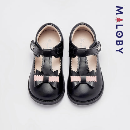 Chaussures noires à nœud pour filles, parfaites pour les anniversaires et les occasions spéciales.