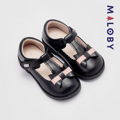 Chaussures noires à nœud pour filles, parfaites pour les anniversaires et les occasions spéciales.
