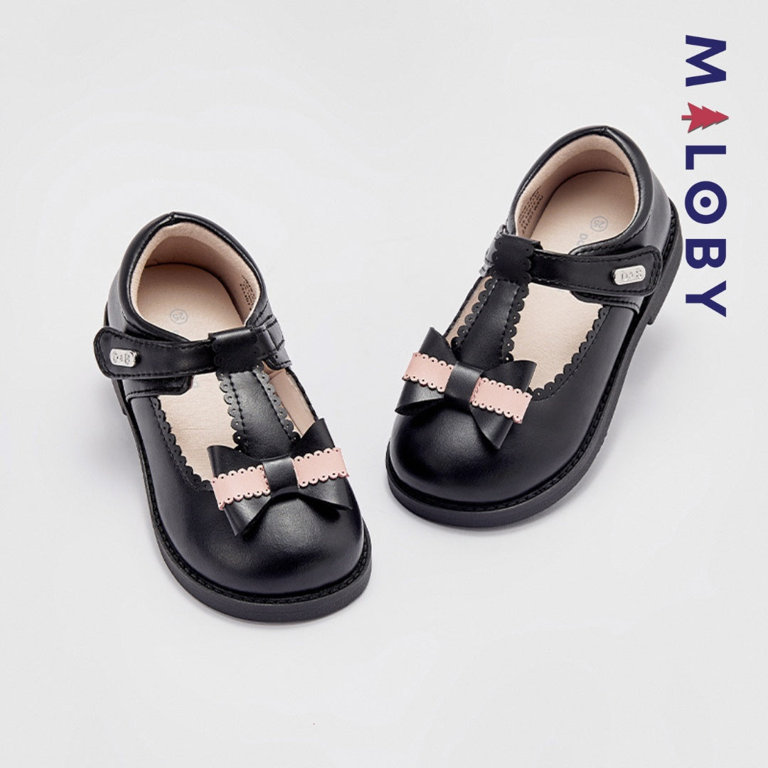 Chaussures noires à nœud pour filles, parfaites pour les anniversaires et les occasions spéciales.