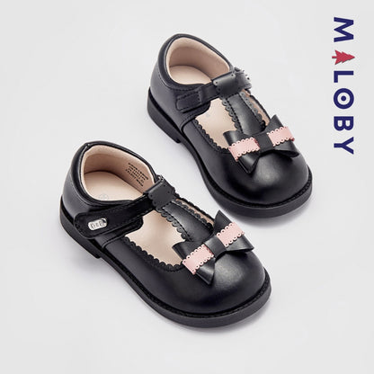 Chaussures noires à nœud pour filles, parfaites pour les anniversaires et les occasions spéciales.