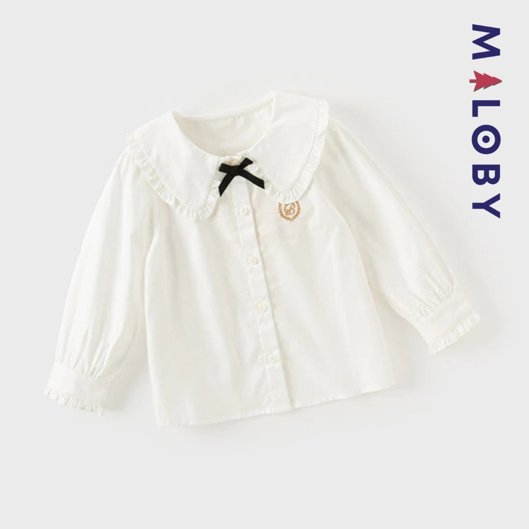 Chemise à nœud blanche pour fille, parfaite pour les occasions spéciales et les anniversaires