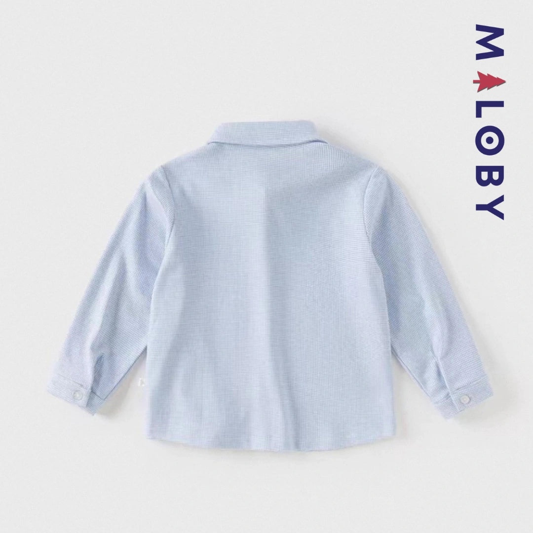 Chemise à carreaux bleue ciel pour garçon, idéale pour les occasions spéciales et le quotidien.