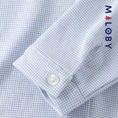 Chemise à carreaux bleue ciel pour garçon, idéale pour les occasions spéciales et le quotidien.