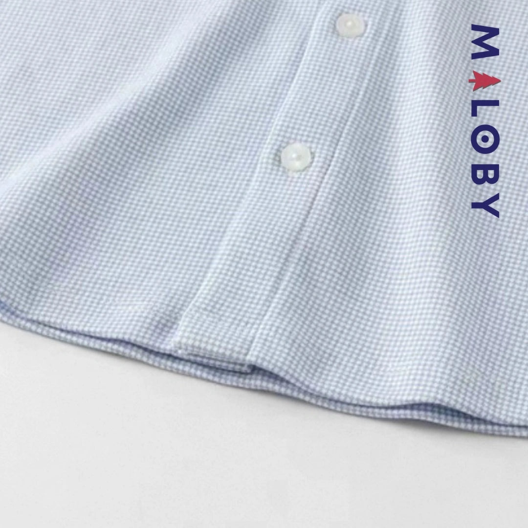 Chemise à carreaux bleue ciel pour garçon, idéale pour les occasions spéciales et le quotidien.