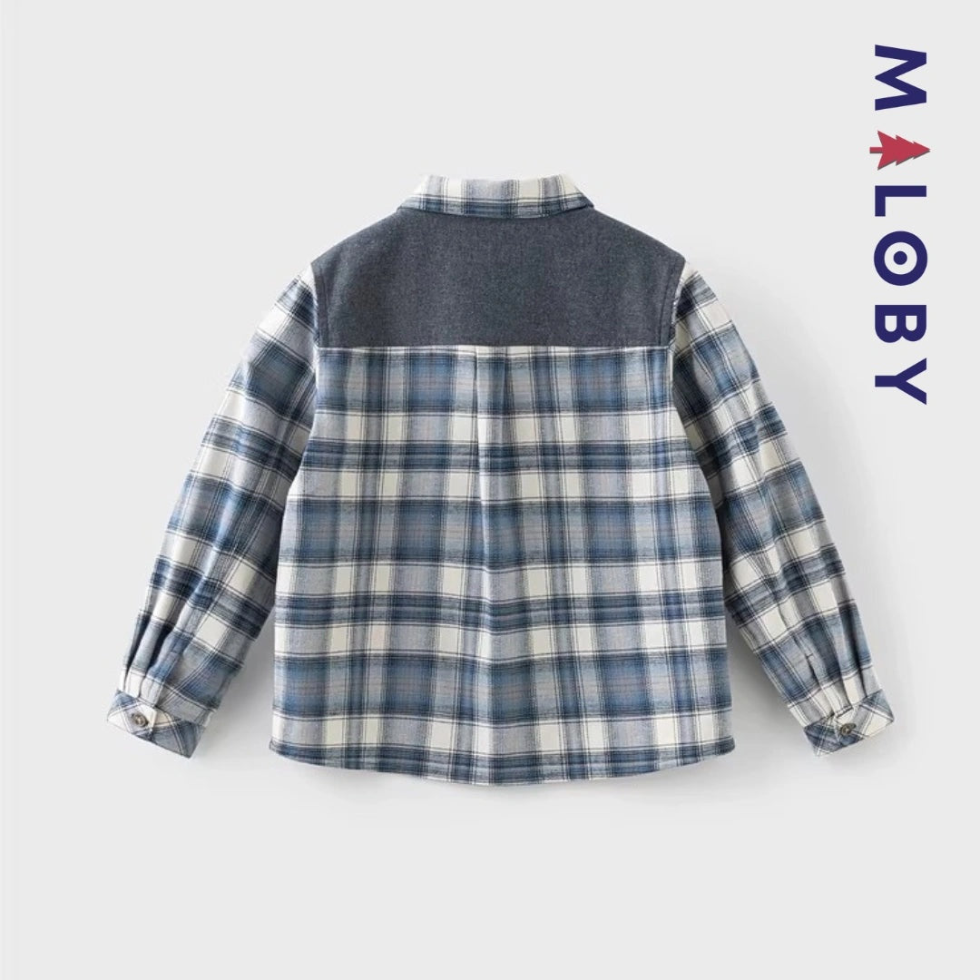 Chemise à carreaux bleu pour enfant garçon, idéale pour les occasions spéciales et les anniversaires.