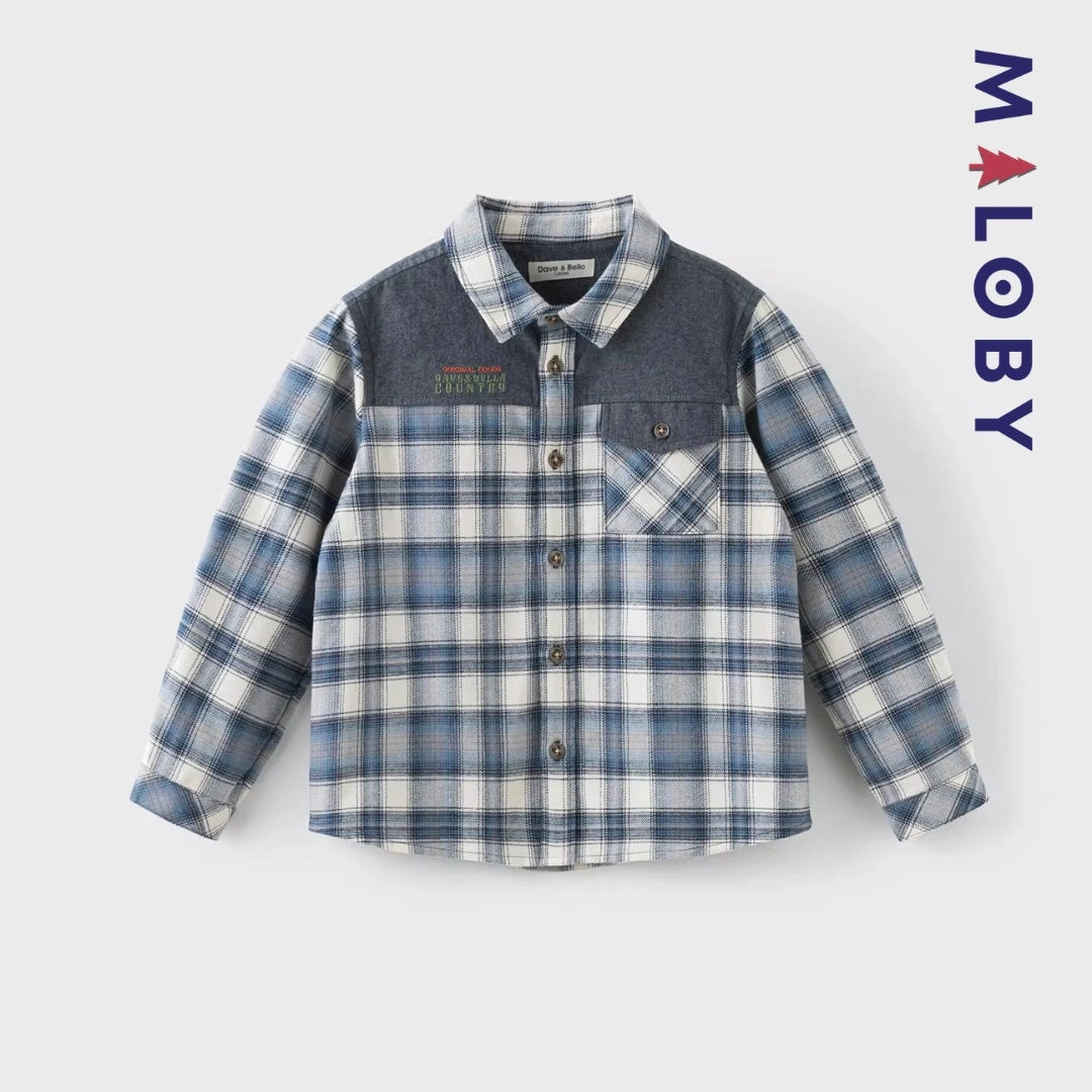 Chemise à carreaux bleu pour enfant garçon, idéale pour les occasions spéciales et les anniversaires.