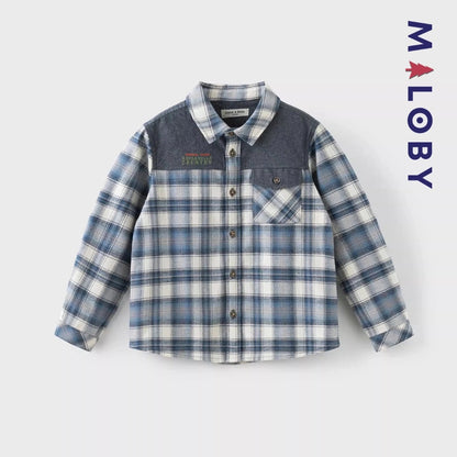 Chemise à carreaux bleu pour enfant garçon, idéale pour les occasions spéciales et les anniversaires.