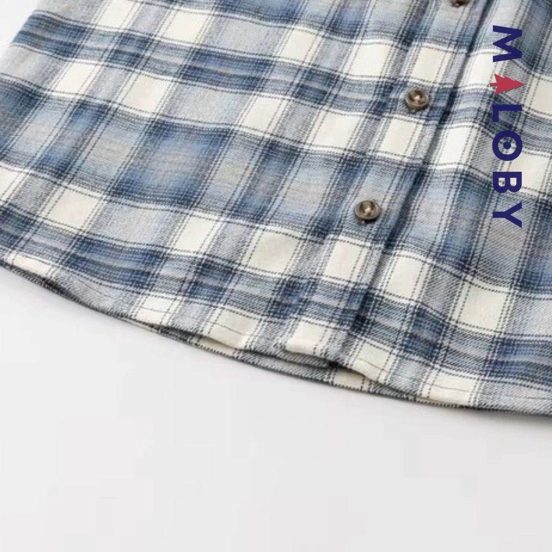 Chemise à carreaux bleu pour enfant garçon, idéale pour les occasions spéciales et les anniversaires.