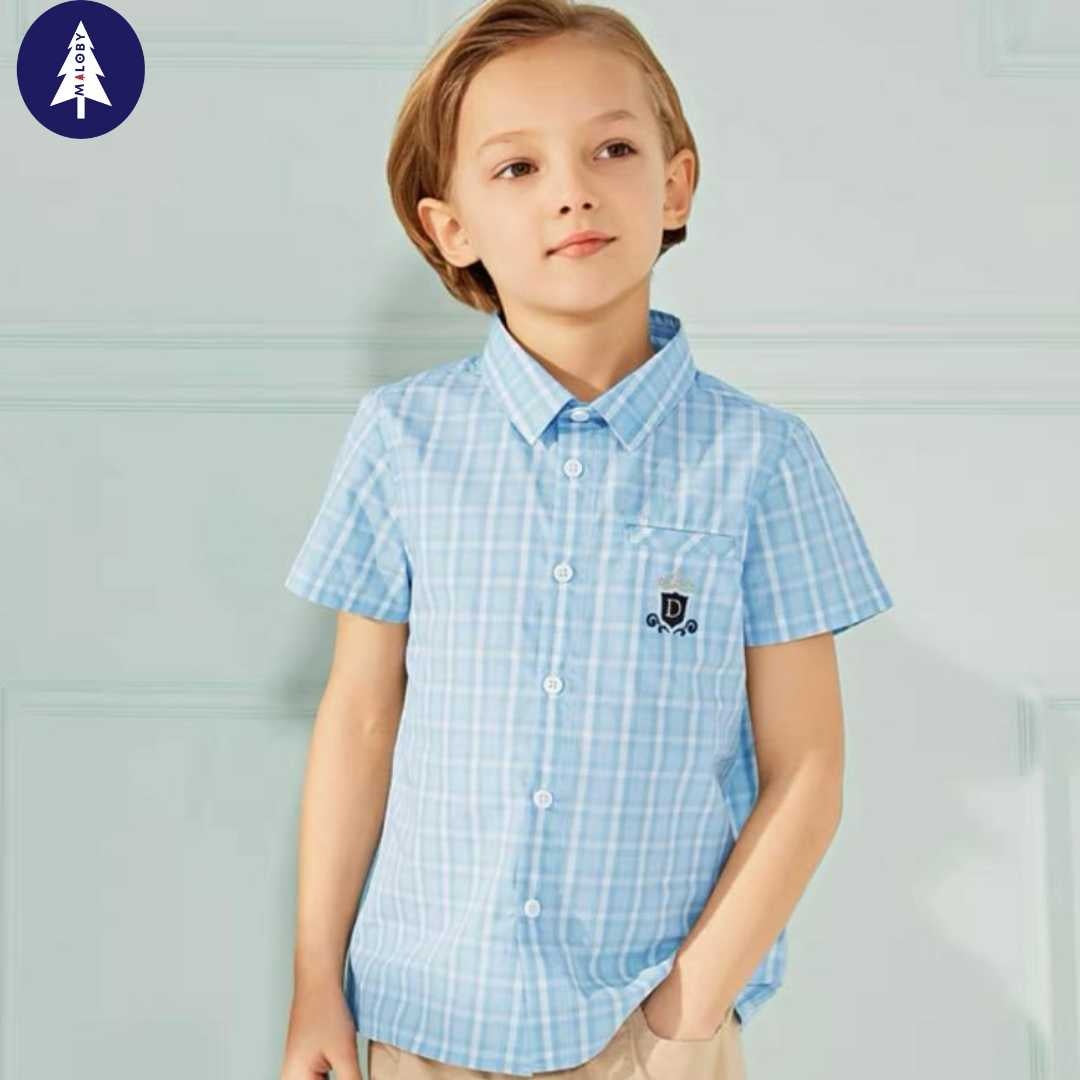 Chemise à carreaux manches courtes pour garçon - mode enfantine moderne