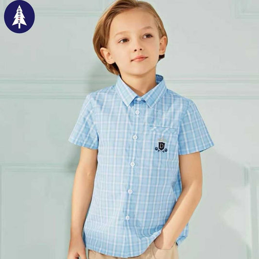 Chemise à carreaux manches courtes pour garçon - mode enfantine moderne