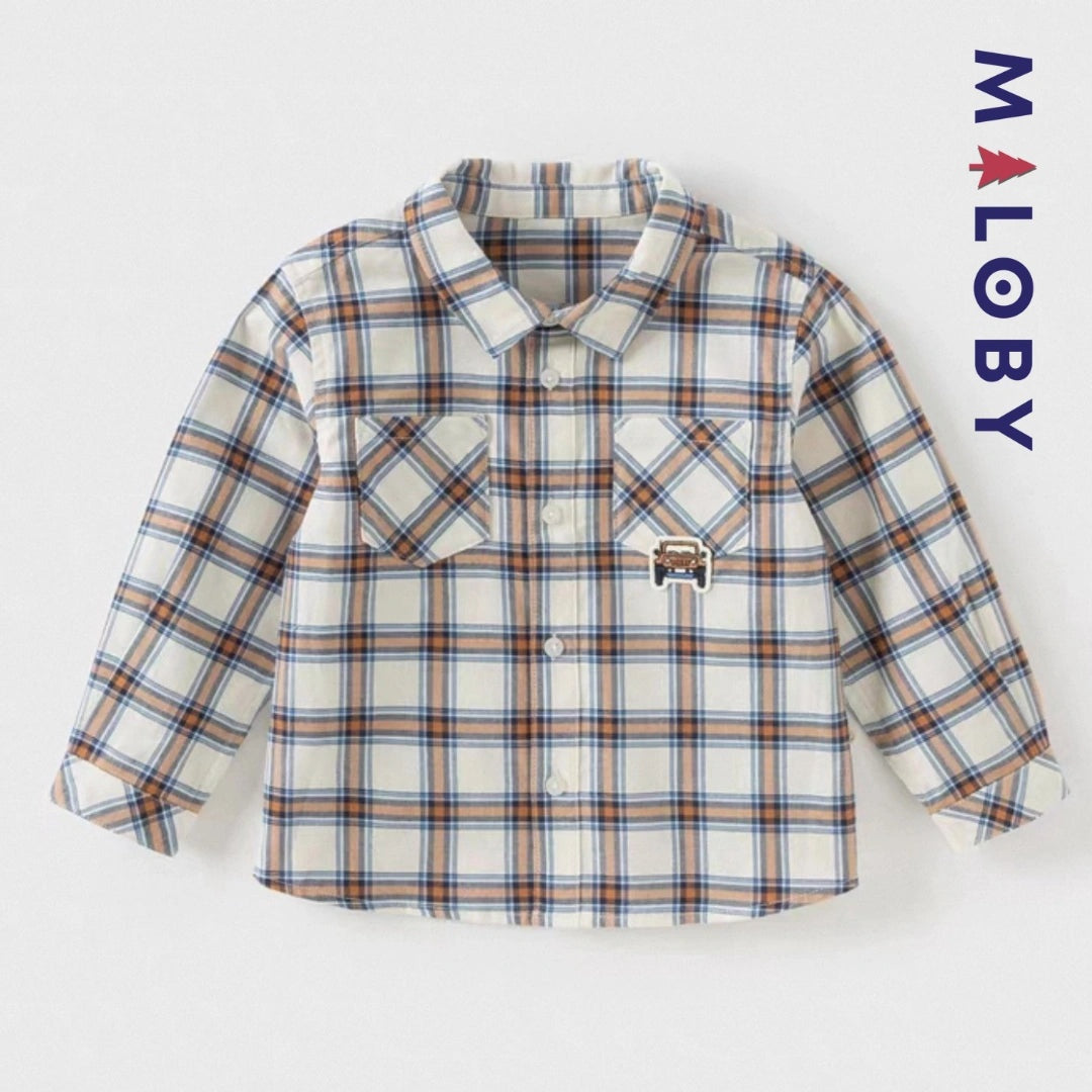 Chemise à carreaux en pur coton pour garçon, idéale pour les occasions spéciales et le quotidien.