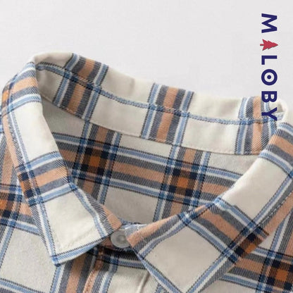 Chemise à carreaux en pur coton pour garçon, idéale pour les occasions spéciales et le quotidien.