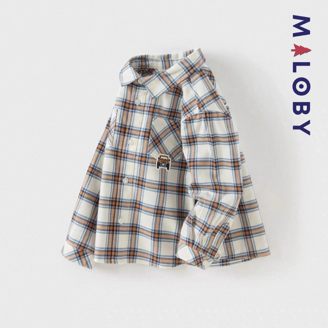 Chemise à carreaux en pur coton pour garçon, idéale pour les occasions spéciales et le quotidien.