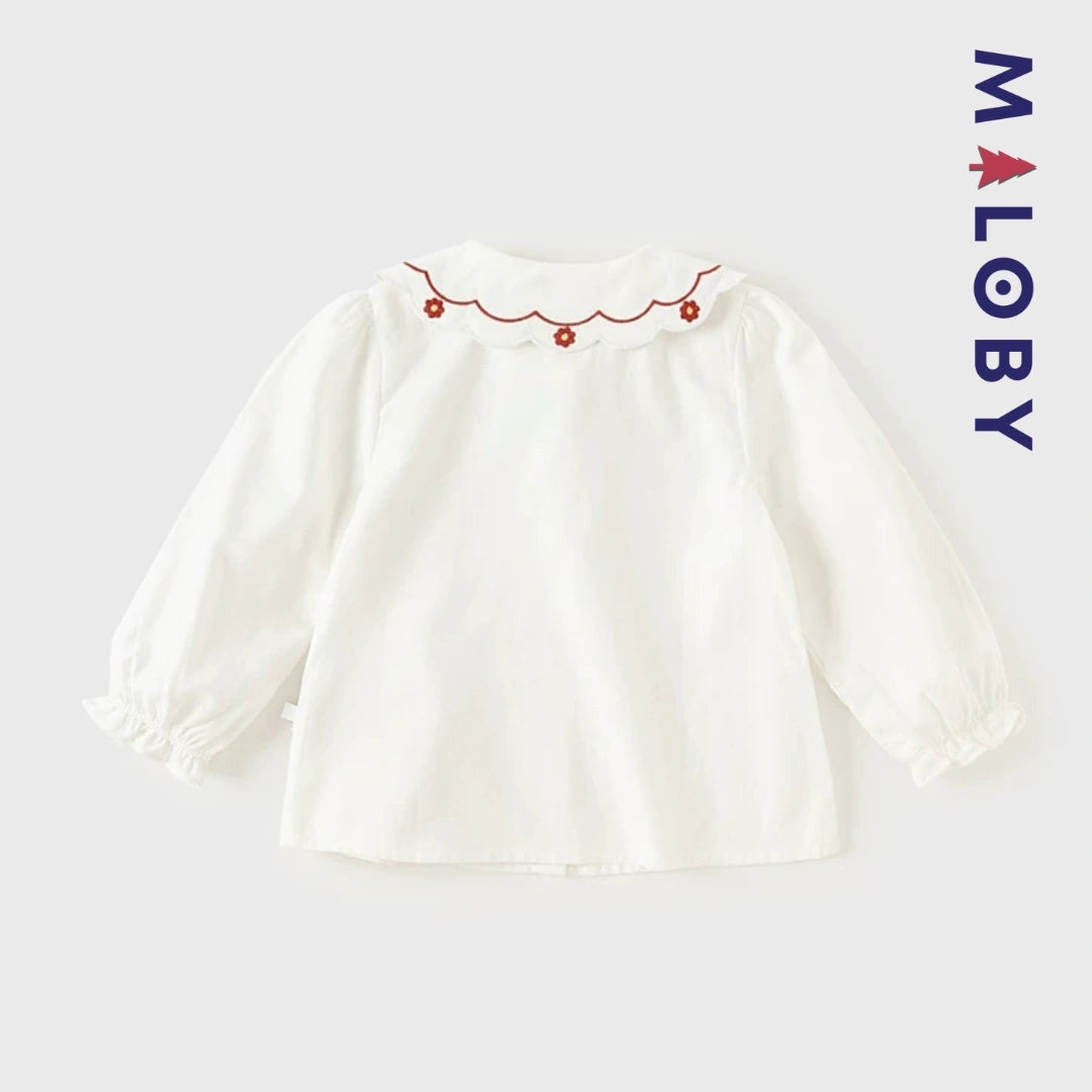 Chemise col claudine blanc pour fille, idéale pour les événements et les anniversaires.