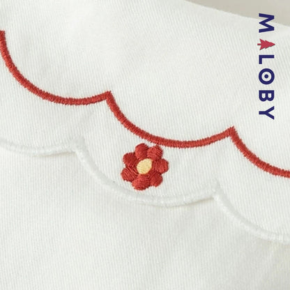 Chemise col claudine blanc pour fille, idéale pour les événements et les anniversaires.