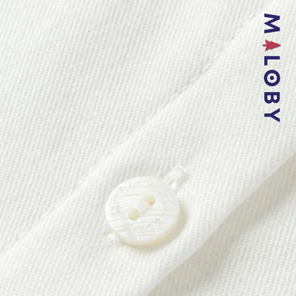 Chemise col claudine blanc pour fille, idéale pour les événements et les anniversaires.