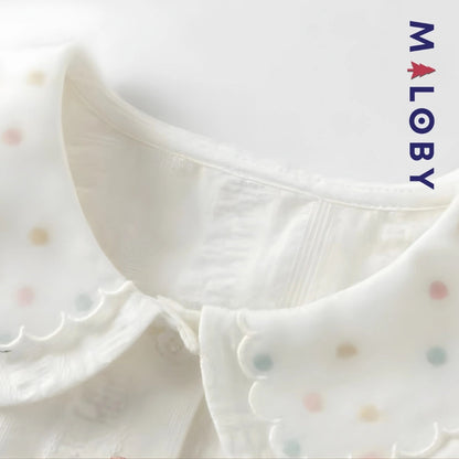 Chemise col claudine blanche en pur coton pour fille, idéale pour occasions spéciales.