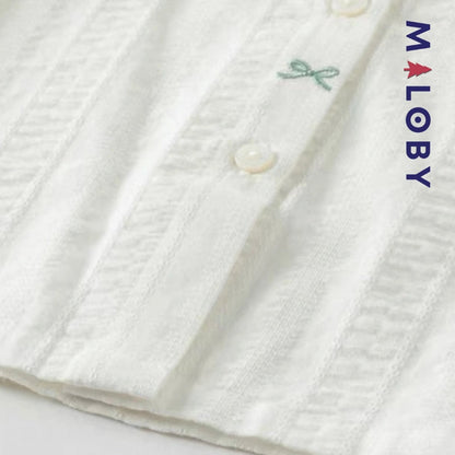 Chemise col claudine blanche en pur coton pour fille, idéale pour occasions spéciales.