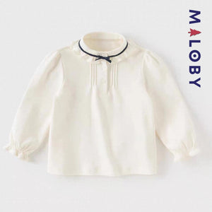 Chemise col volonté en pur coton enfant fille -Blanc
