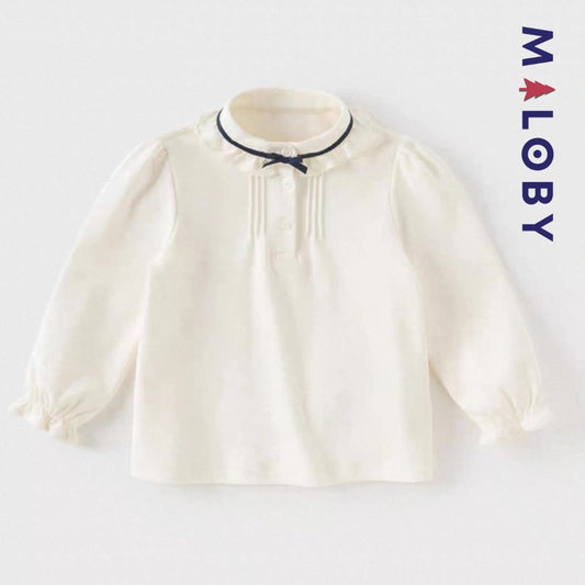 Chemise col volantée en pur coton pour fille, idéale pour les occasions spéciales et le quotidien.