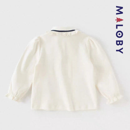 Chemise col volantée en pur coton pour fille, idéale pour les occasions spéciales et le quotidien.
