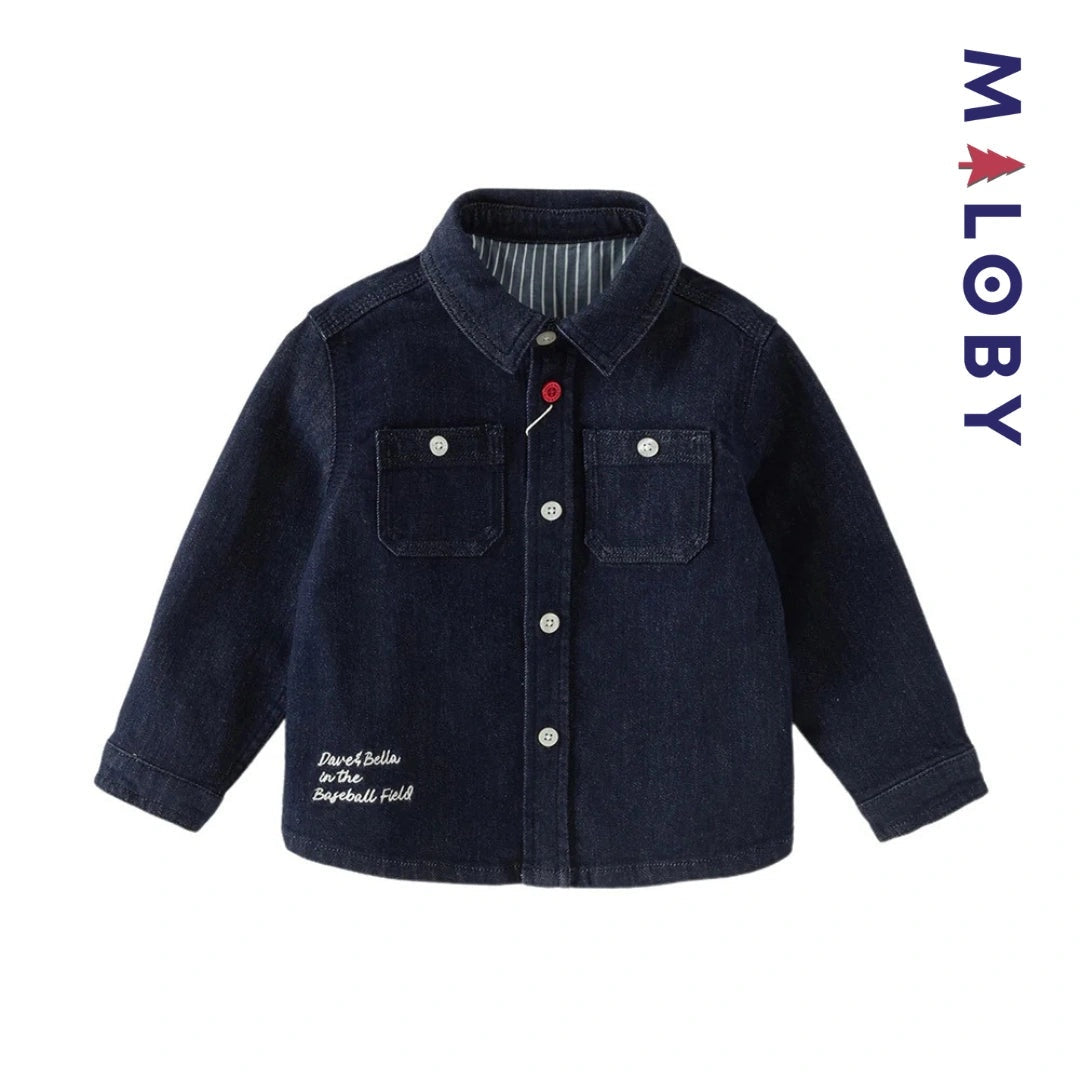 Chemise en jean bleu pour garçon, parfaite pour les vêtements enfants au Maroc.