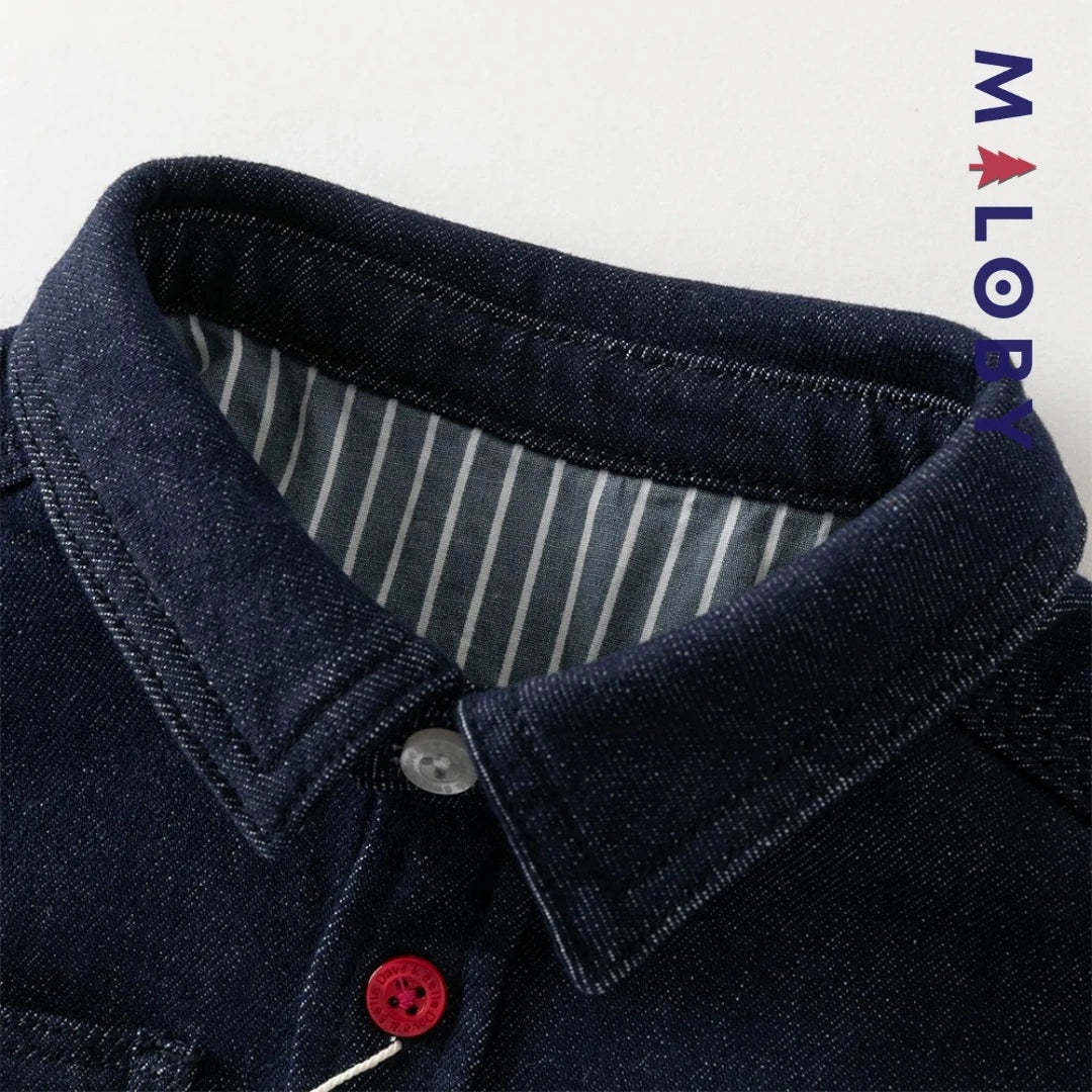 Chemise en jean bleu pour garçon, parfaite pour les vêtements enfants au Maroc.