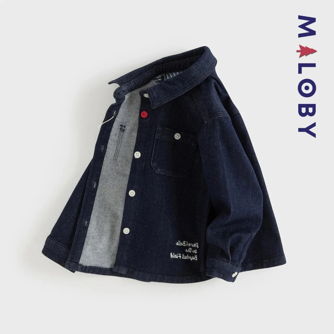 Chemise en jean bleu pour garçon, parfaite pour les vêtements enfants au Maroc.
