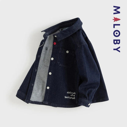 Chemise en jean bleu pour garçon, parfaite pour les vêtements enfants au Maroc.