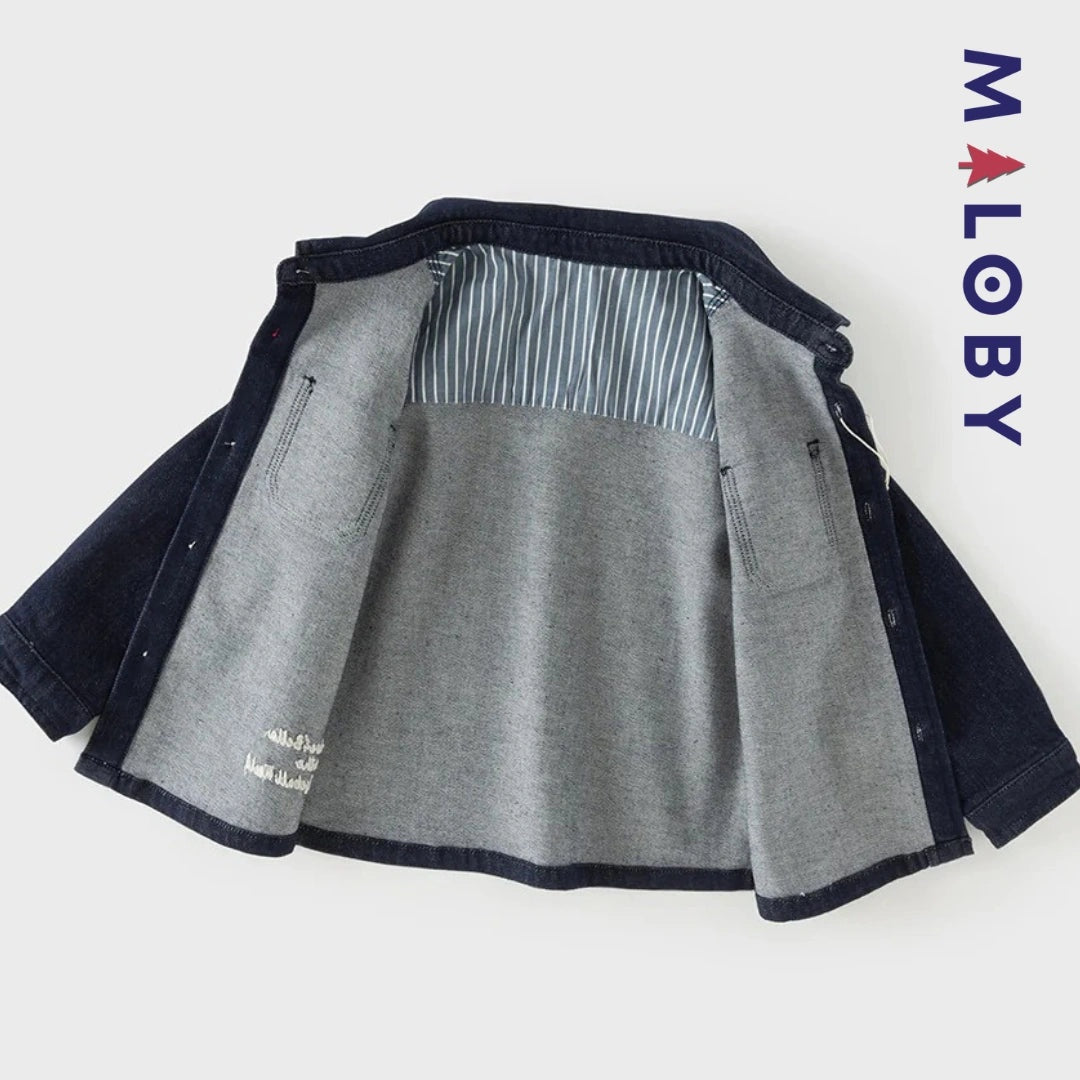 Chemise en jean bleu pour garçon, parfaite pour les vêtements enfants au Maroc.