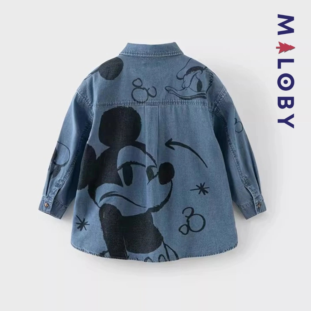 Chemise en jean motif Disney pour garçon, idéale pour les enfants