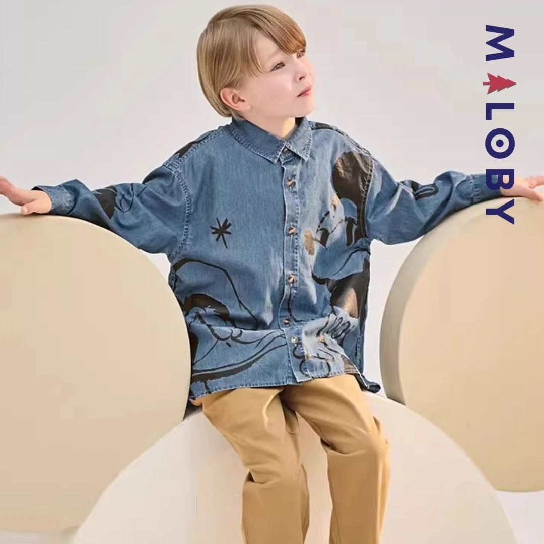 Chemise en jean motif Disney pour garçon, idéale pour les enfants