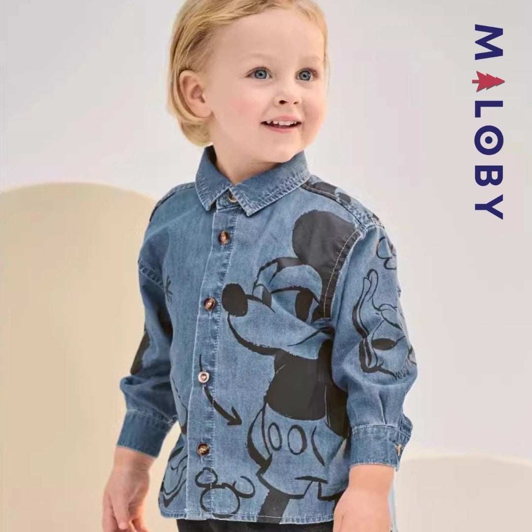 Chemise en jean motif Disney pour garçon, idéale pour les enfants
