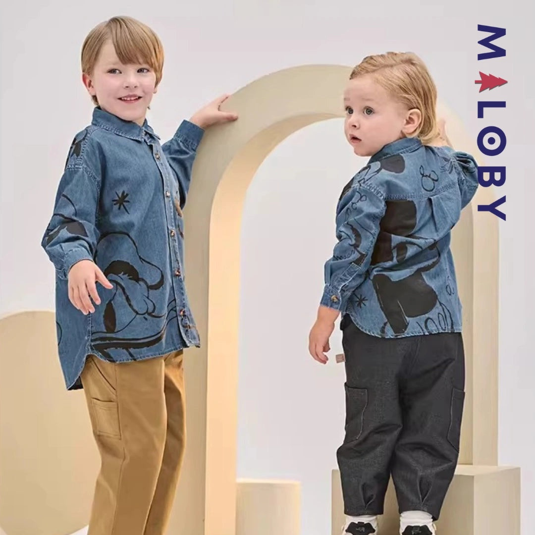 Chemise en jean motif Disney pour garçon, idéale pour les enfants