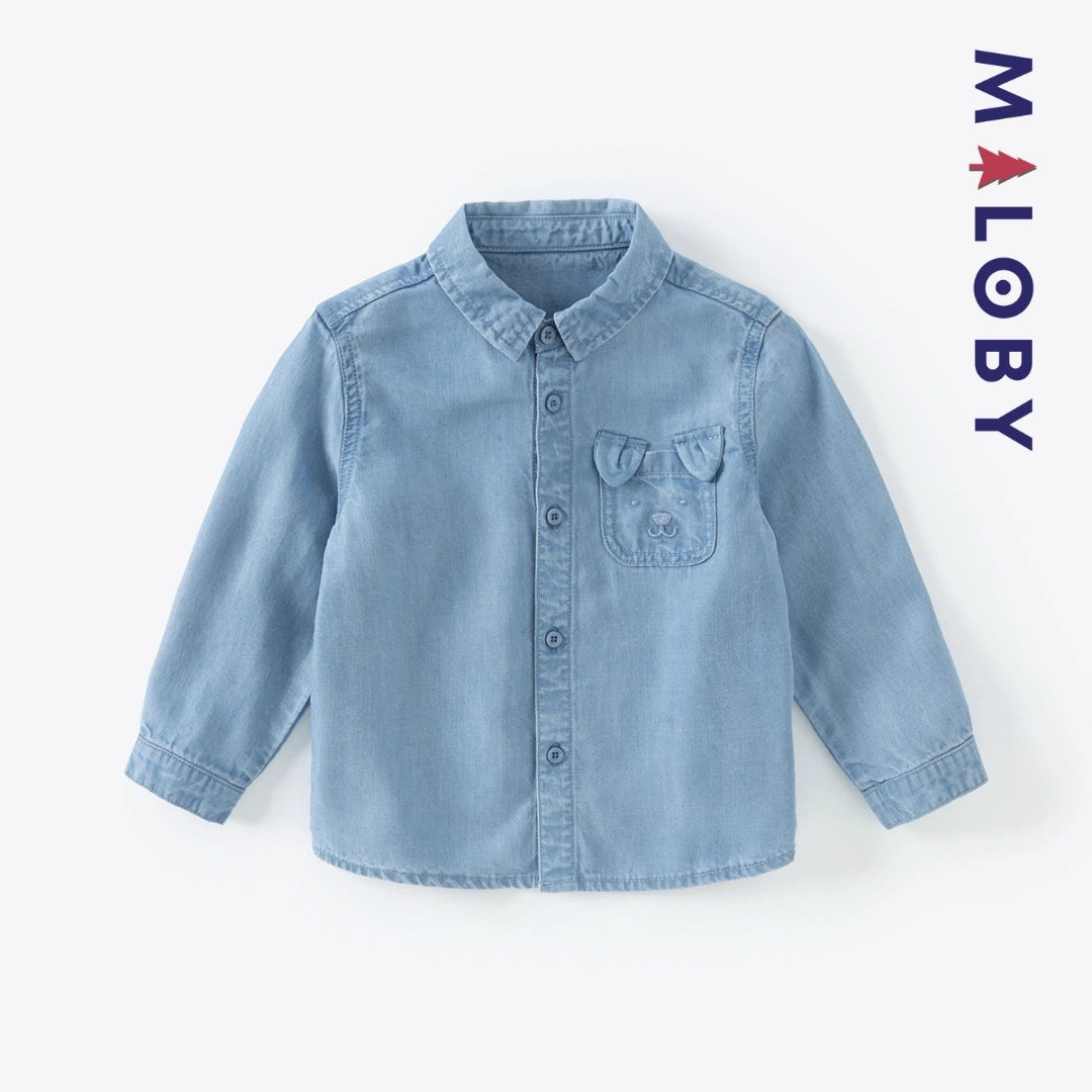 Chemise fantaisie en jean pour enfant garçon, style tendance et confortable.