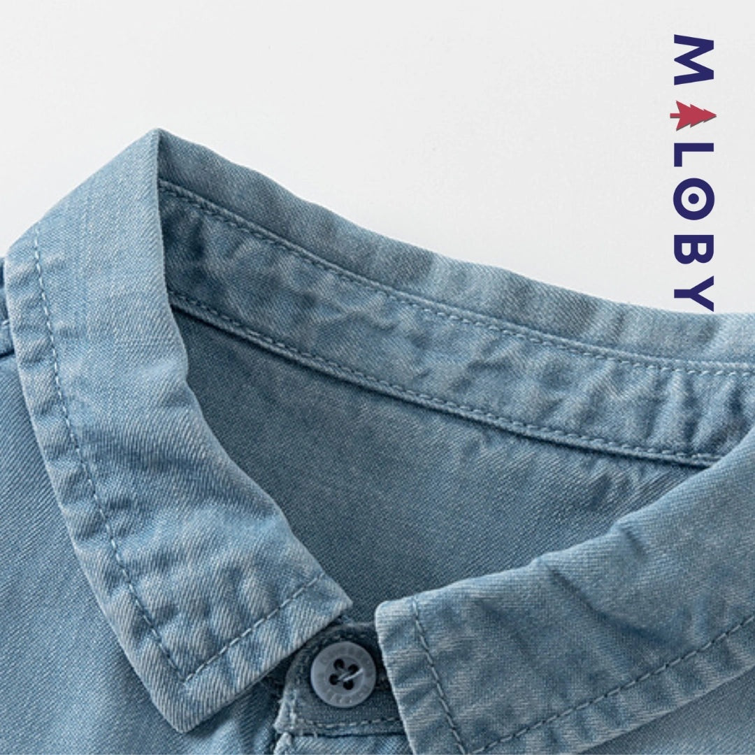 Chemise fantaisie en jean pour enfant garçon, style tendance et confortable.