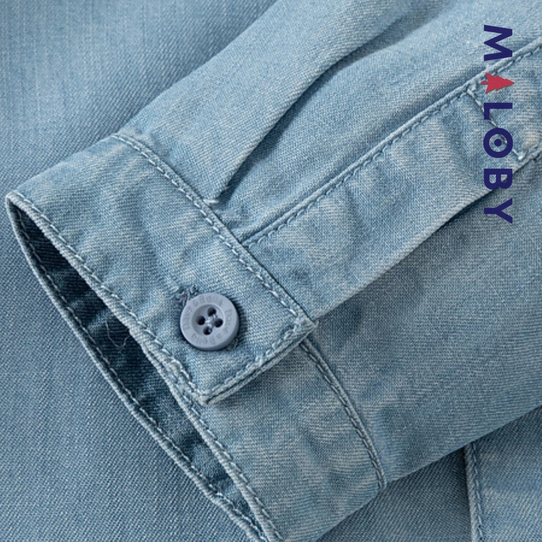 Chemise fantaisie en jean pour enfant garçon, style tendance et confortable.