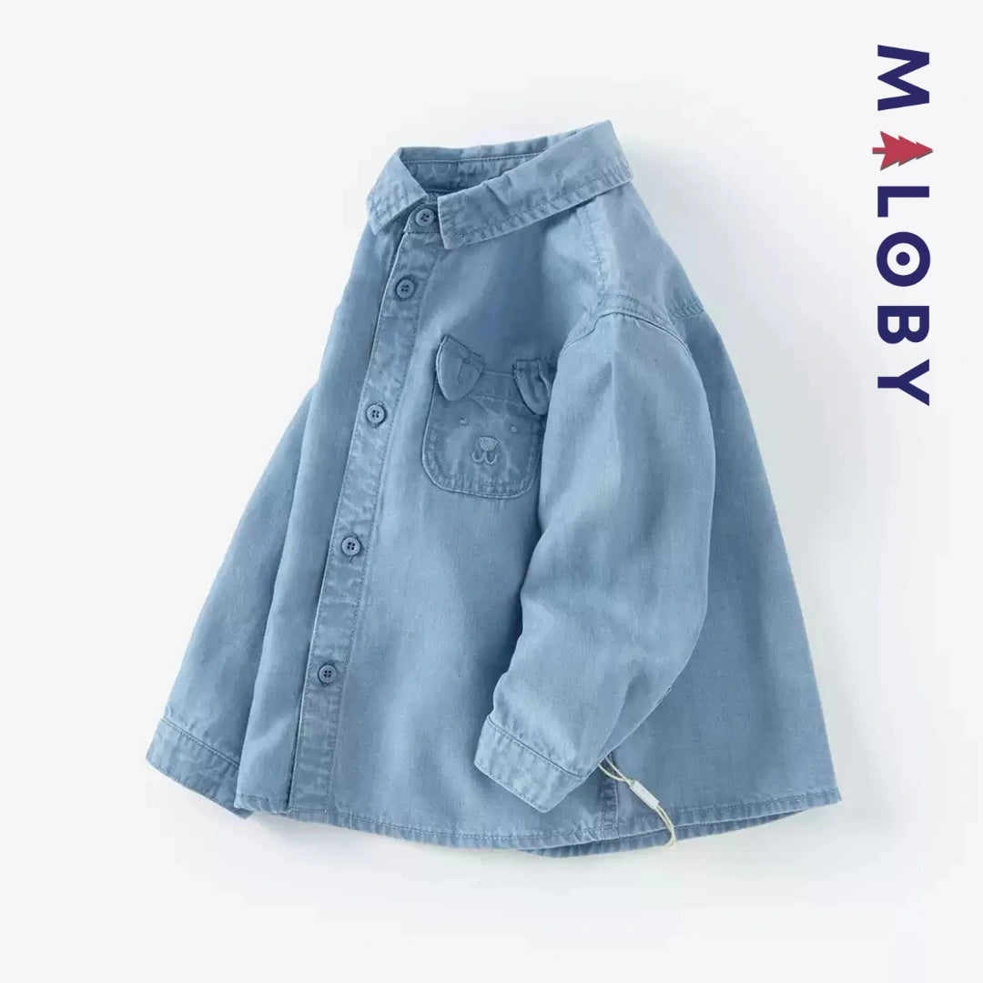 Chemise fantaisie en jean pour enfant garçon, style tendance et confortable.